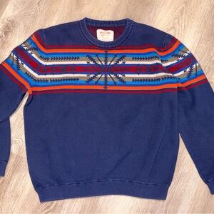Mossimo Supply Co. Men's Blue Sweater with Colorful Geometric Design XXL